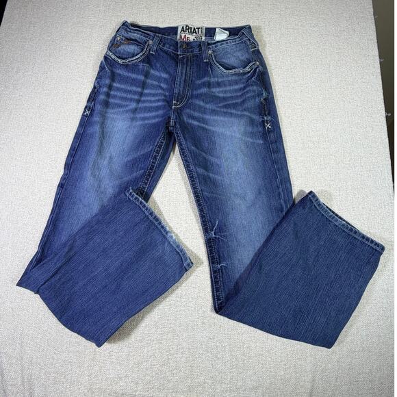 Ariat Men Blue 34x34 M6 Slim Fit Bootcut Denim Jeans Western Cowboy Workwear